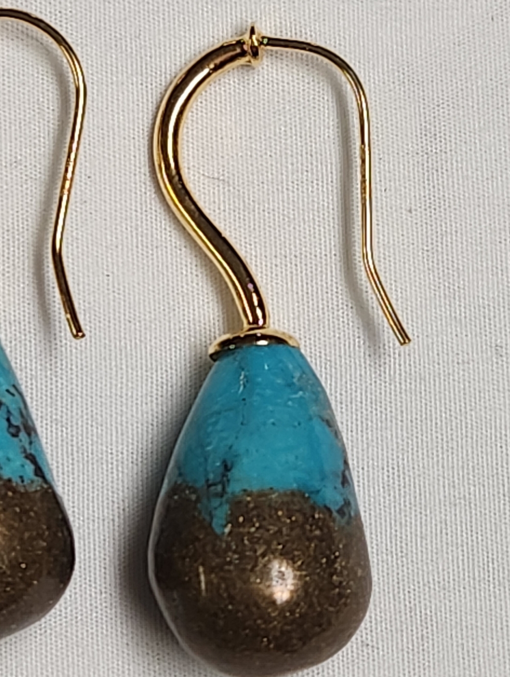 Colleen Lopez Sterling Silver Goldclad Turquoise And Copper Nugget Earrings - Picture 7 of 10